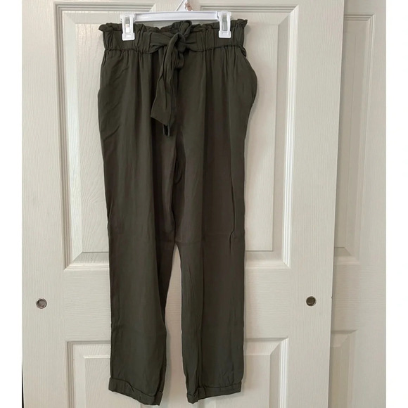 Joe Benbasset Womens Drawstring High Waist Paperbag in Army Trouser Pants XS - Picture 1 of 8